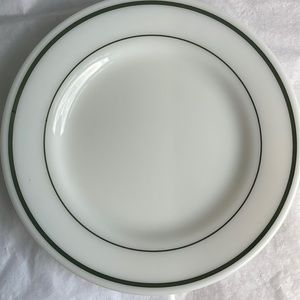 Vintage Pyrex Corning ware green band dinner plate 9”